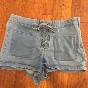 BDG Blue Mid-Rise Shorts
